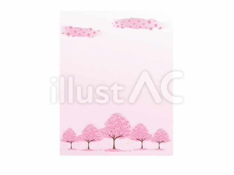 ５本の桜　背景 広告,桜の木,４月のイラスト素材