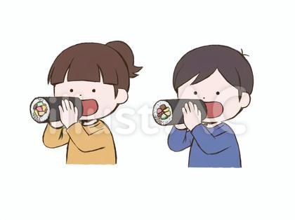 丸かぶりをする子供