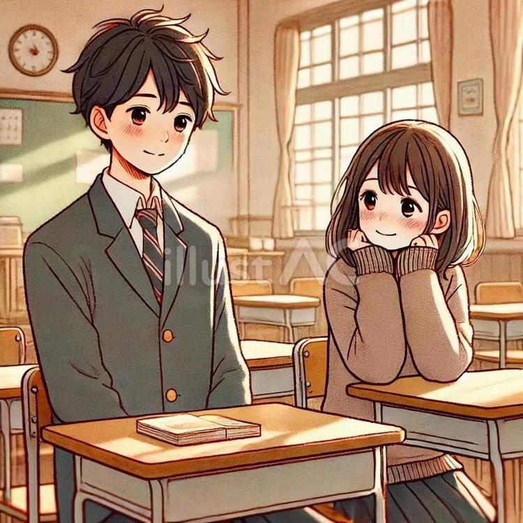 気持ちを伝えて 男子,女子,気持ちのイラスト素材