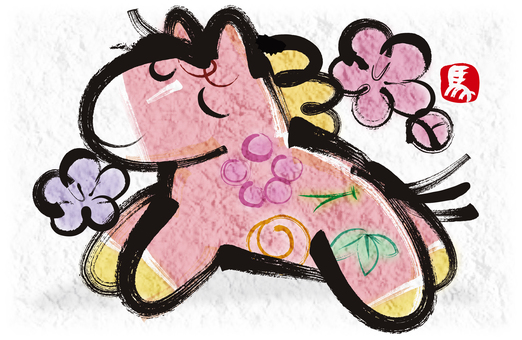 令和8年 午年 年賀状 年賀状,午年,令和８年,２０２６年,和柄,絵手紙,和風のイラスト素材