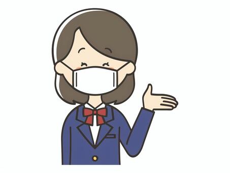紹介するマスクの女子学生 女の子,中学生,高校生,マスク,紹介,案内,説明,教える,紹介する,解説のイラスト素材