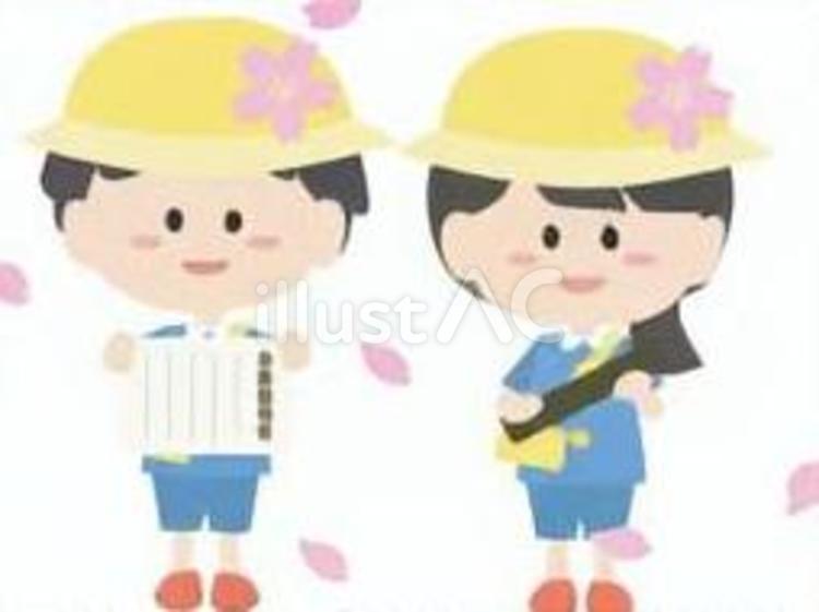 卒園する園児 卒園式,幼稚園,男女のイラスト素材