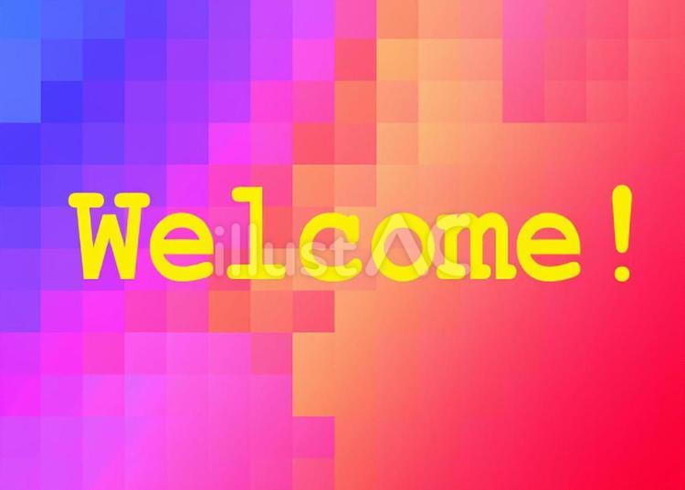 グラデのモザイクとWelcomeの文字 モザイク,グラデーション,welcomeのイラスト素材