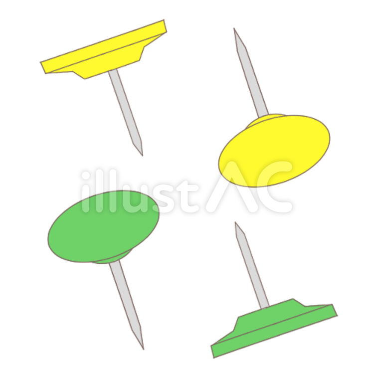 画鋲（黄・緑） 画鋲,黄,緑のイラスト素材