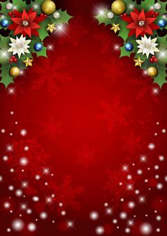 Christmas25184 柊,雪,結晶,クリスマス,ポインセチア,星,キラキラ,オーナメント,スター,冬のイラスト素材