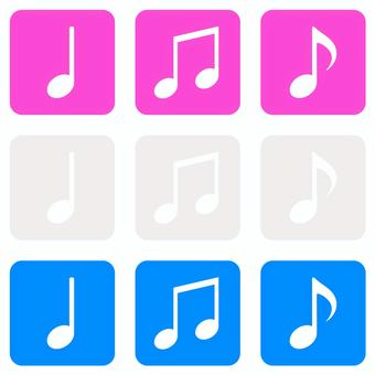 音符のスタンプ ピンク・白・青3種セット 音符,音楽,四分音符,八分音符,連符,連音符,スタンプ,アイコン,演奏,奏でるのイラスト素材