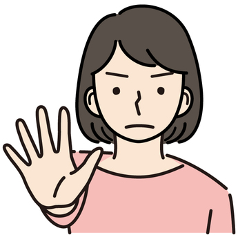 女性、顔、アイコン、ストップ 人,人物,女性,お姉さん,女子,若い,若者,20代,30代,家族のイラスト素材
