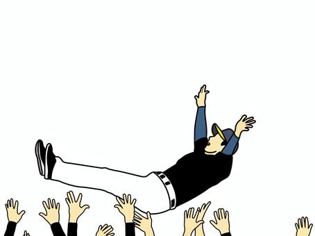 胴上げ＆優勝 胴上げ,ばんざい,宙,舞う,上げる,わっしょい,からだ,胴体,全身,野球のイラスト素材