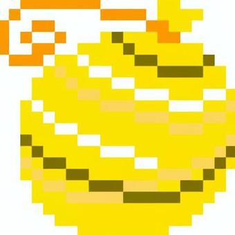 ドット絵の黄色の水ヨーヨーです。 ドット絵,ヨーヨー,シンプル,水風船,浮かぶ,つる,屋台,祭り,景品,遊びのイラスト素材