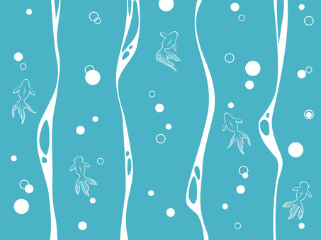 夏素材　泡と波と金魚 金魚,夏,背景,水,波,波紋,青,夏休み,祭,季節のイラスト素材