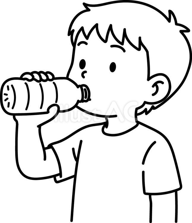水を飲む男の子 水,水分,水分補給のイラスト素材