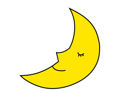 三日月 三日月 月,三日月,アイコン,黄色,寝顔,ウインク,夜,空,かわいいのイラスト素材
