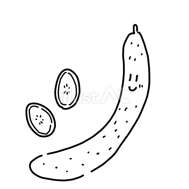 きゅうり　白黒 きゅうり,野菜,夏のイラスト素材