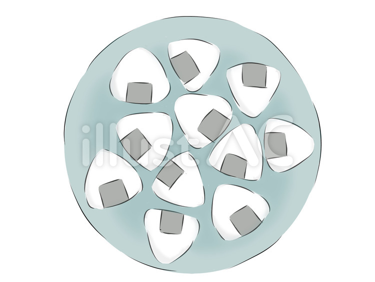 丸皿三角おにぎり おにぎり,食べ物,フードのイラスト素材