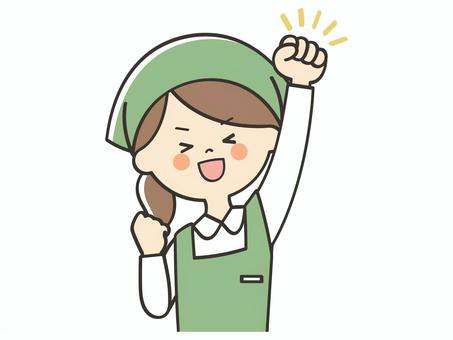 元気いっぱいな女性店員 元気いっぱいな女性店員 やる気,頑張る,元気,頑張ろう,応援,ガッツポーズ,向上心,努力,挑戦,ファイトのイラスト素材