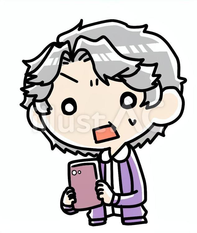 スマホで焦るおばあさん スマホ,おばあさん,シニアのイラスト素材