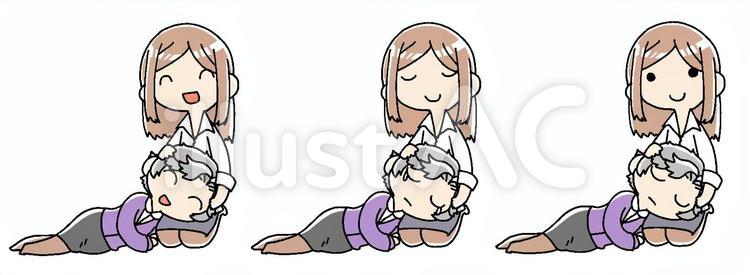 膝枕する大人母と娘 膝枕,親子,母子のイラスト素材