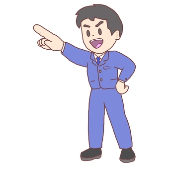 指示を出す上司 指示,命令,指差し,そこ,制服,男性,人物,ポーズ,全身のイラスト素材