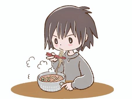 鍋ごとラーメン ラーメン,麺,麺類,食べる,すする,食事,鍋,片手鍋,鍋ごと,湯気のイラスト素材