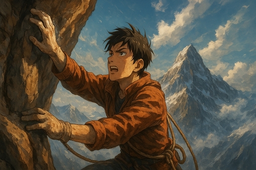 ロッククライミングに挑戦する男性