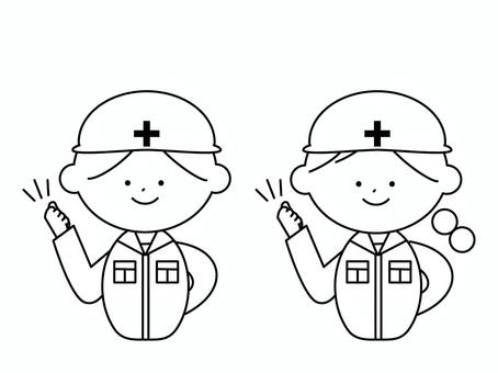 線画の作業員の男女 線画の作業員の男女 作業員,ヘルメット,男性のイラスト素材