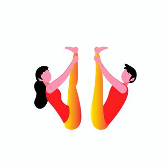 ヨガ 083 ヨガ,カップル,エクササイズ,フィットネス,スポーツ,ヘルスケア,体操,健康,ポーズ,イラストのイラスト素材