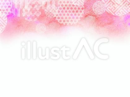 水彩の和柄壁紙、フレーム
