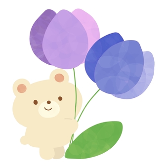 tulip and bear, JPG and PNG tulip and bear, tulip, bear, animal, JPG and PNG