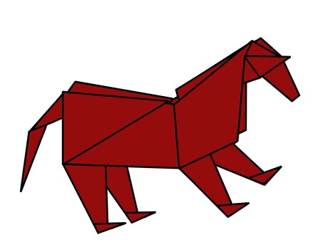 馬(折り紙風)_枠あり 馬,干支,十二支,折り紙,正月,2026,令和8年,祝い,縁起,動物のイラスト素材