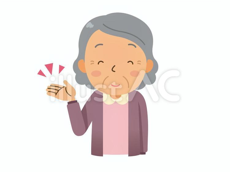 案内する祖母 祖母,おばあさん,高齢女性のイラスト素材