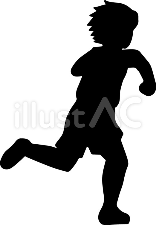 走る姿、後ろからみたシルエット 走る,徒競走,競争のイラスト素材
