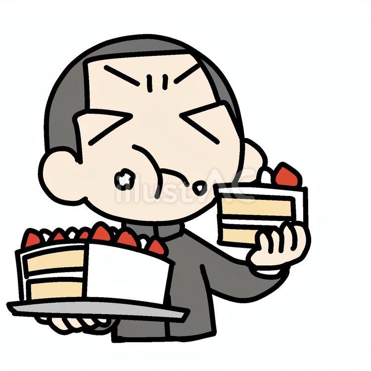 不満でケーキを爆食いする学生少年 学生,爆食い,不満のイラスト素材