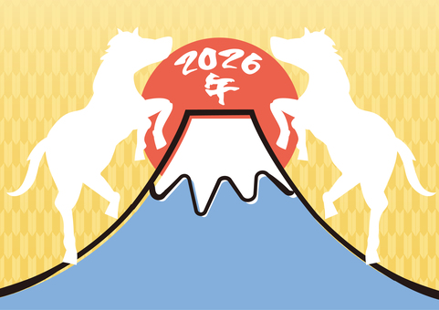 富士山×午　2026年賀状