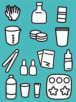 レジンアートの材料アイコン レジン,アート,材料,道具,やすり,ファイル,ネイル,マニキュア,インク,ケースのイラスト素材