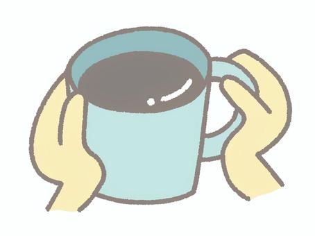 カップを持つ手（ブルー） カップ,マグカップ,コップ,手,持つ,青色,コーヒー,カフェ,飲み物,飲むのイラスト素材