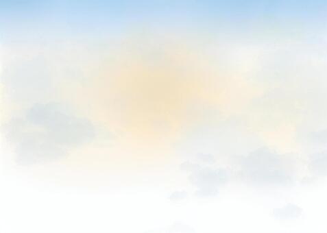 朝の光がふわっと差し込む水彩の青空背景横 青空,空,背景,水彩,手描き,自然,やさしい,柔らかい,淡い,ナチュラルのイラスト素材