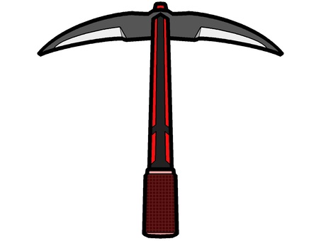 ピッケルのアイコン『赤』 ピッケル,工具,採掘,鉱石,採取,道具,モチーフ,カラー,アイテム,装備のイラスト素材