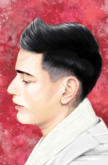 男性の横顔 男性,カッコイイ,スタイリッシュ,おしゃれ,横顔,背景透過,手描き,マフラー,ジャケット,短髪のイラスト素材