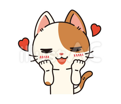 頬に手を当てキュンキュンする可愛いぶち猫