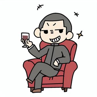 ワイン片手のたくらむ学生少年 学生,ぶどうジュース,たくらむ,イメージ,支配者,悪だくみ,悪行,悪い,顔,悪役のイラスト素材