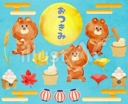 水彩画_お月見セット_01