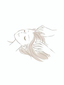 ヘッドスパをする女性 ヘッドスパ,シャンプー,女性,美容,マッサージ,洗浄,頭皮のイラスト素材