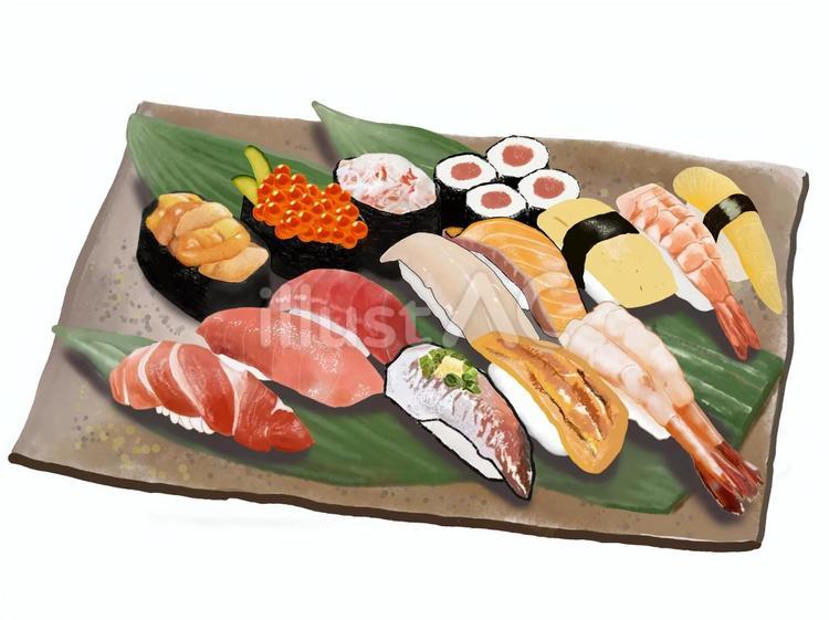 握り寿司盛り合わせ（角皿3） 寿司,和食,江戸前のイラスト素材