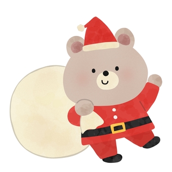 くまサンタ クリスマス,くま,サンタクロース,動物,帽子,服,絵本,可愛い,ゆるい,手描きのイラスト素材