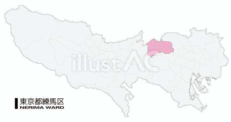 東京都練馬区の位置地図_04 練馬区,東京都,23区のイラスト素材