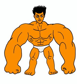 アンバランスなマッチョ マッチョ,アンバランス,男性,全身,手描き,ボディビルのイラスト素材