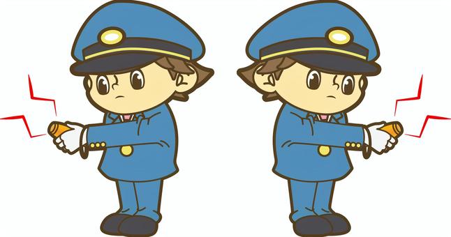 電子ホイッスルを握る鉄道員 駅員,車掌,運転士,運転手,鉄道員,乗務員,鉄道,新幹線,路面電車,地下鉄のイラスト素材