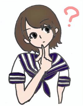 セーラー服の女の子 はてな セーラー服の女の子 はてな 女の子,セーラー服,はてなのイラスト素材