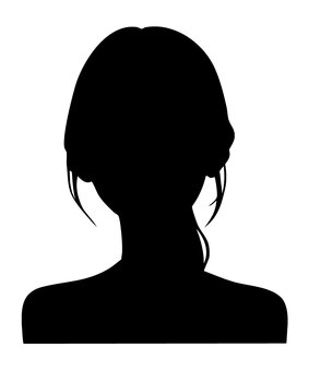 女性シルエット（ローポニー） シルエット,正面,女性,女,影,上半身,ローポニー,ポニーテール,ロングヘア,髪のイラスト素材
