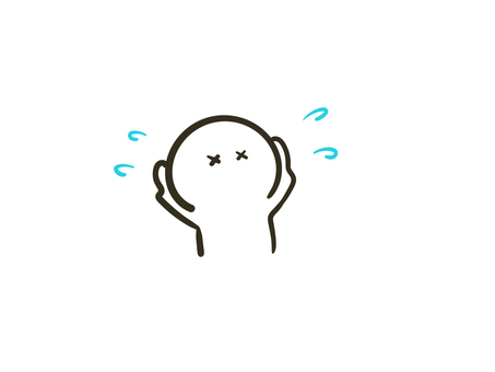 テンパる棒人間のイラスト 棒人間,人間,ポーズ,上半身,テンパる,目一杯,焦る,挙動不審,困る,失敗のイラスト素材